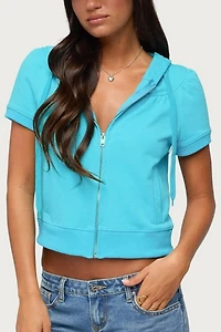 Edikted Daisi Short Sleeve Hoodie Top