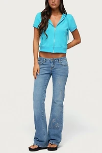 Edikted Daisi Short Sleeve Hoodie Top