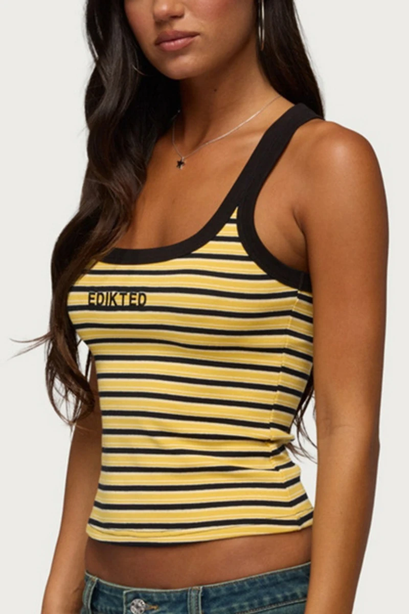 Edikted Energy Striped Ribbed Tank Top