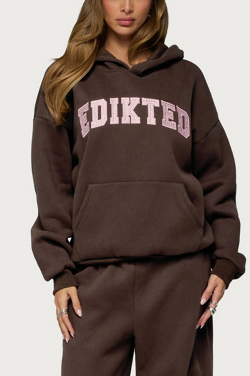 Edikted Glow Rhinestone Hoodie