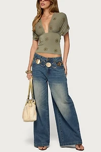 Edikted Ellora Beaded Flutter Tie Top