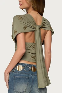 Edikted Ellora Beaded Flutter Tie Top