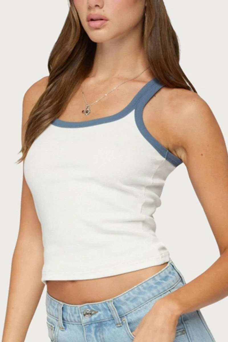 Edikted Eida Contrast Ribbed Tank Top