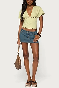Edikted Isi Grommet Flutter Plunge Neck Top