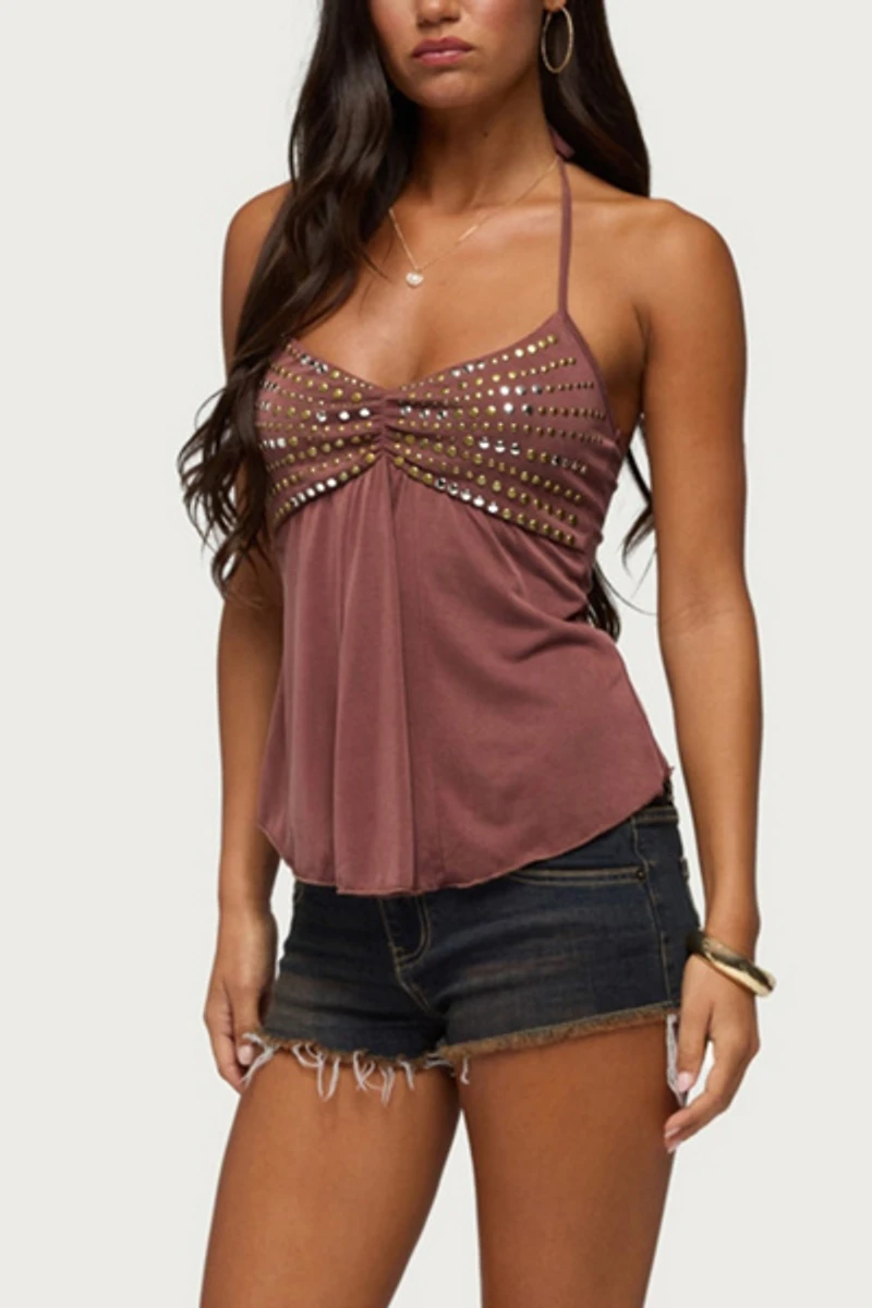 Edikted Ivana Studded Halter Top