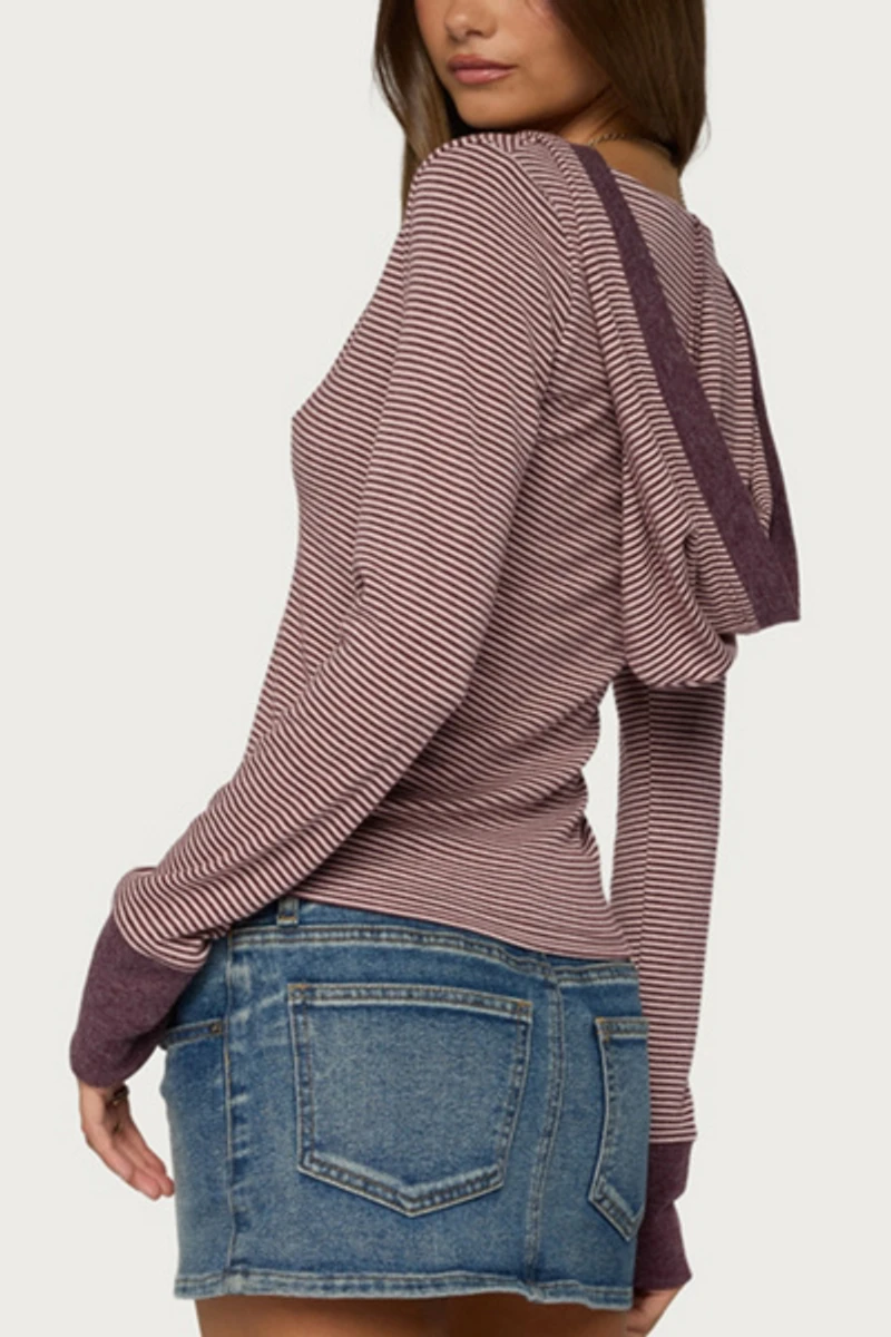 Edikted Kadia Striped Hooded Top