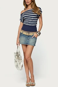 Edikted Kittie Striped Off Shoulder Top