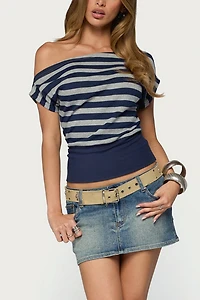 Edikted Kittie Striped Off Shoulder Top