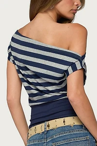 Edikted Kittie Striped Off Shoulder Top