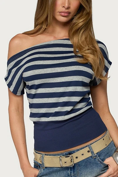 Edikted Kittie Striped Off Shoulder Top