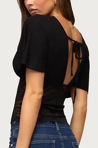 Edikted Jaeda Lacey Flutter Plunging Top