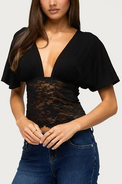 Edikted Jaeda Lacey Flutter Plunging Top