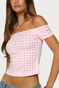Edikted Mack Studded Off Shoulder Top