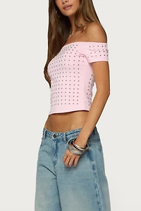 Edikted Mack Studded Off Shoulder Top