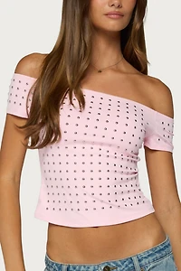 Edikted Mack Studded Off Shoulder Top