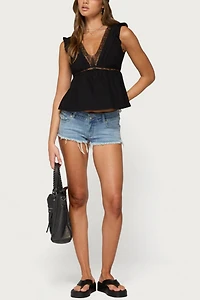 Edikted Meadow Linen Look Lacey Top