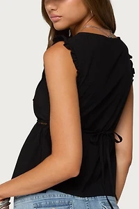 Edikted Meadow Linen Look Lacey Top