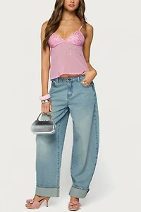 Edikted Klio Sequin Chiffon Babydoll Top