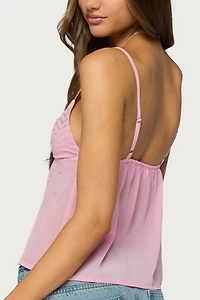 Edikted Klio Sequin Chiffon Babydoll Top