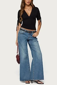 Edikted Muriel Drawstring V Neck Top