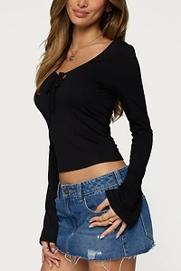 Edikted Olina Long Sleeve Keyhole Top