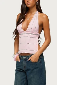 Edikted Roey Sequin Chiffon Backless Top