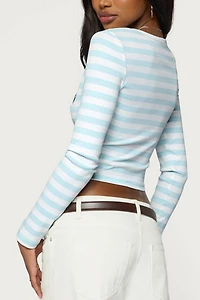 Edikted Phoebey Striped V Neck Top
