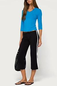Edikted Toralei Three-Quarter Sleeve V Neck Top