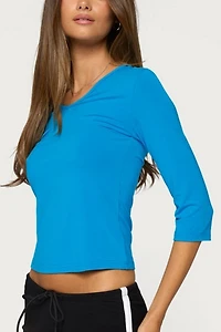 Edikted Toralei Three-Quarter Sleeve V Neck Top