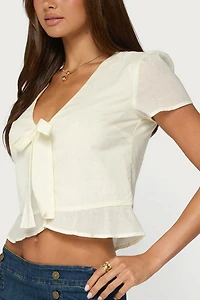Edikted Rhorie Cotton Button Up Top