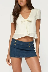 Edikted Rhorie Cotton Button Up Top