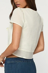 Edikted Rhorie Cotton Button Up Top