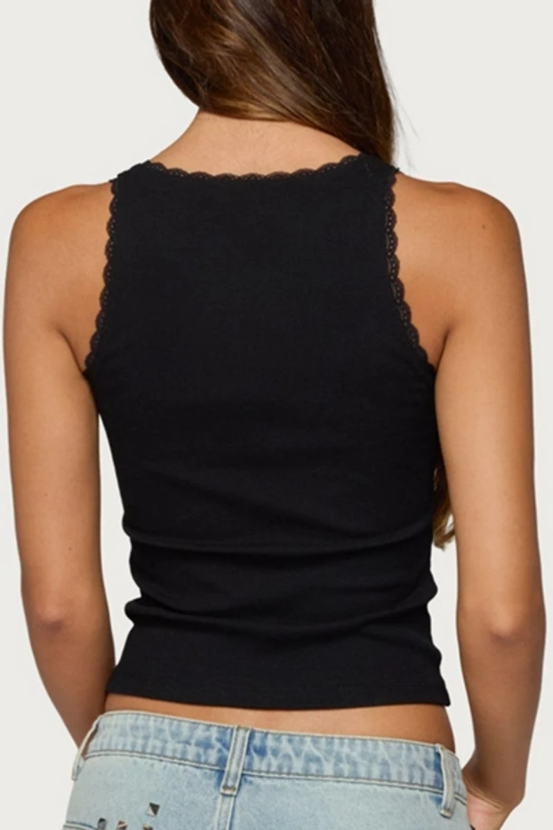 Edikted Rockstar Girlfriend Lacey Tank Top