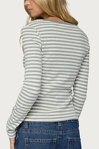 Edikted Roma Striped Henley Top