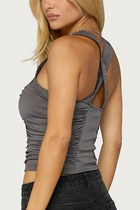 Edikted Whitt Studded Ruched Tank Top