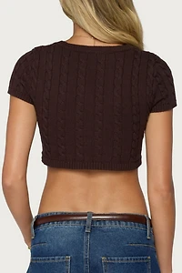 Edikted Zila Cropped Cable Knit Top
