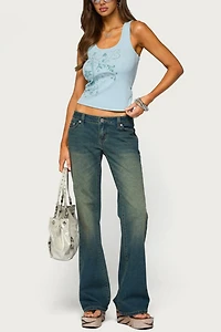 Edikted Veila Rhinestone Ribbed Graphic Tank Top