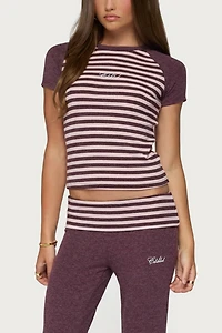 Edikted Stay Stripey Raglan T Shirt
