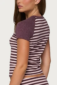 Edikted Stay Stripey Raglan T Shirt
