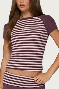 Edikted Stay Stripey Raglan T Shirt