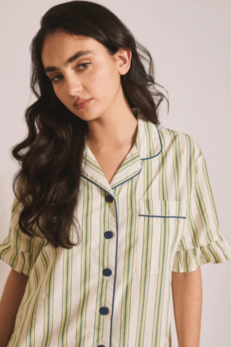 TBCo Cotton Ruffle Stripe Short Pajamas Set