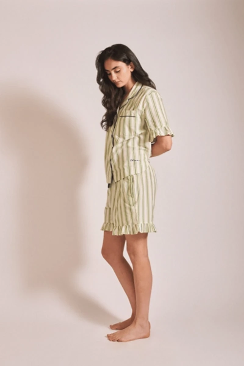 TBCo Cotton Ruffle Stripe Short Pajamas Set