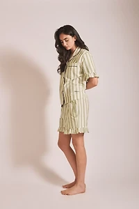 TBCo Cotton Ruffle Stripe Short Pajamas Set