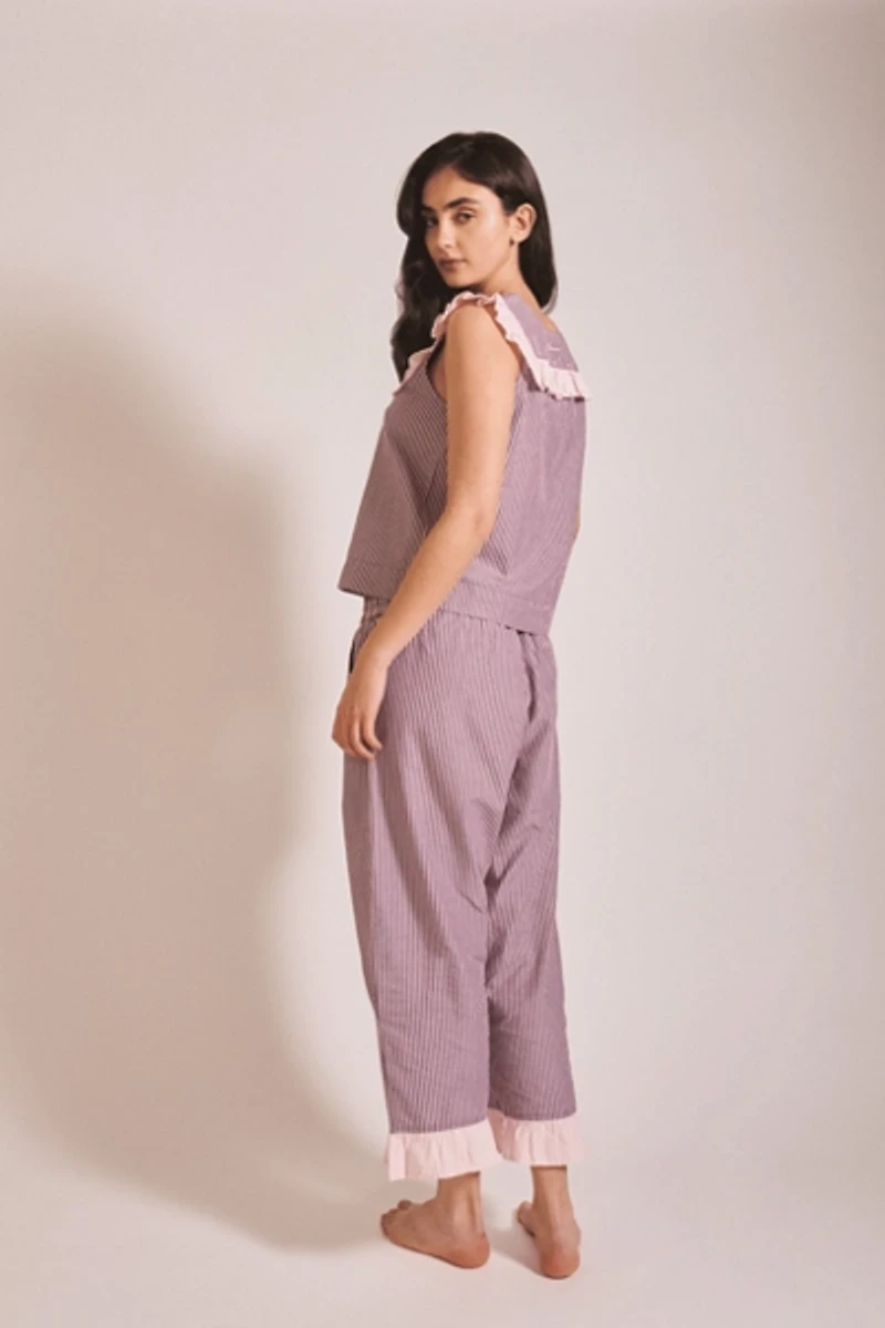 TBCo Cotton Ruffle Cropped Pajamas Set