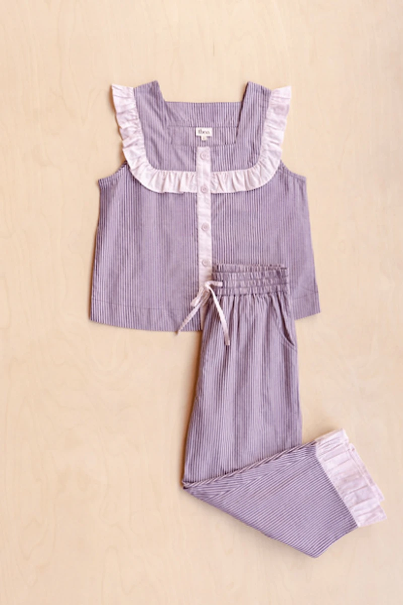 TBCo Cotton Ruffle Cropped Pajamas Set