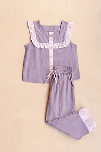 TBCo Cotton Ruffle Cropped Pajamas Set