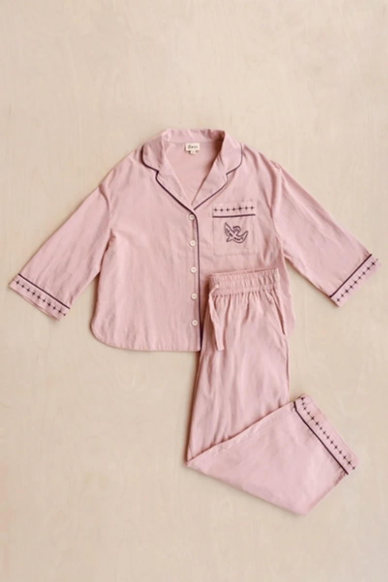 TBCo Cotton & Linen Cropped Pajamas Set