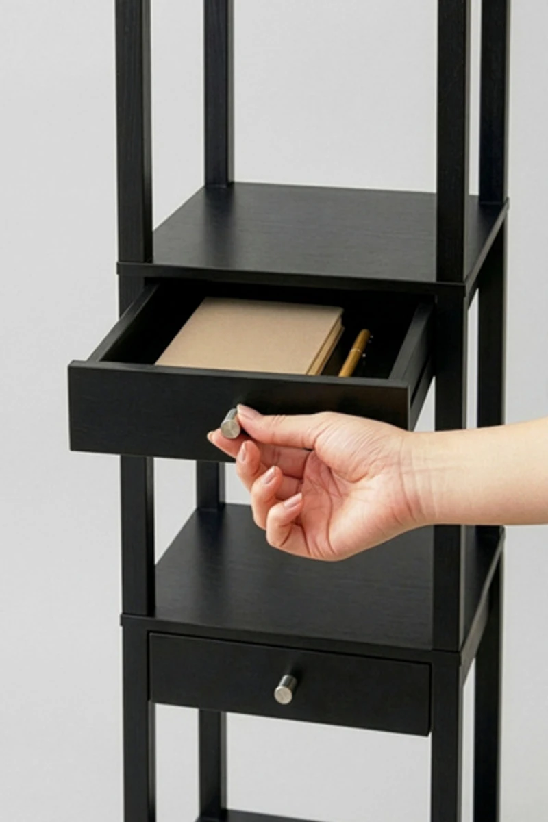 Brightech Maxwell Drawer LED Column Shelf Floor Lamp