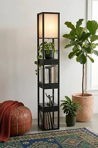 Brightech Maxwell Drawer LED Column Shelf Floor Lamp