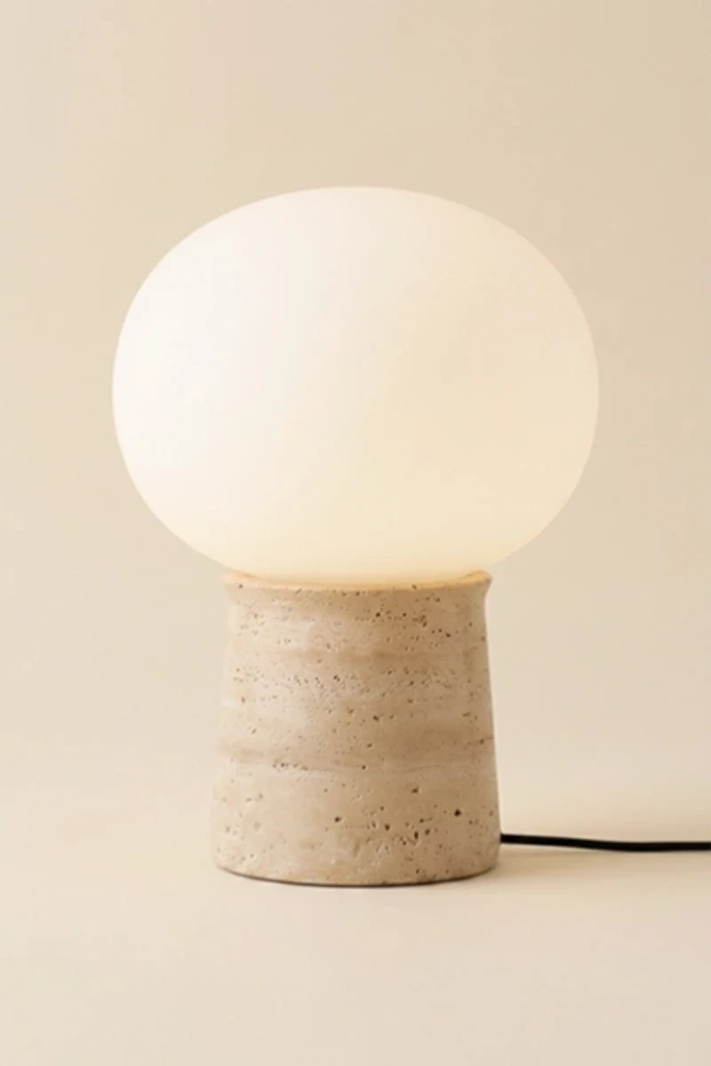 Brightech Neptune LED Travertine Stone Table Lamp